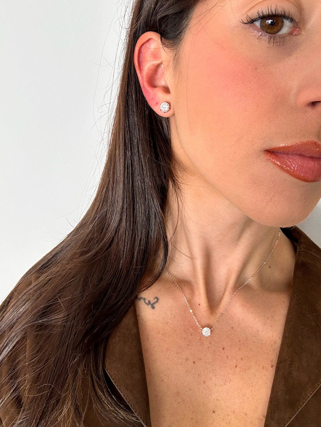 Brinco Esme Moissanite 6,5mm Prata 925
