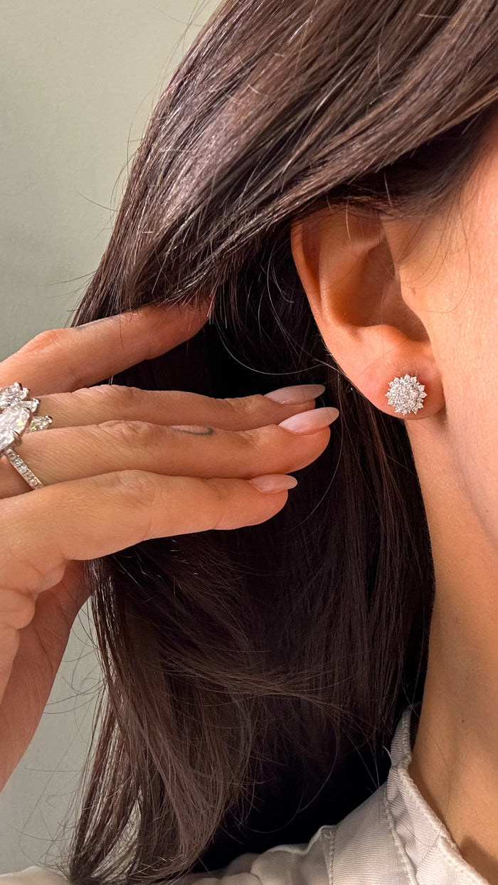 Brinco Flor Moissanite Prata 925