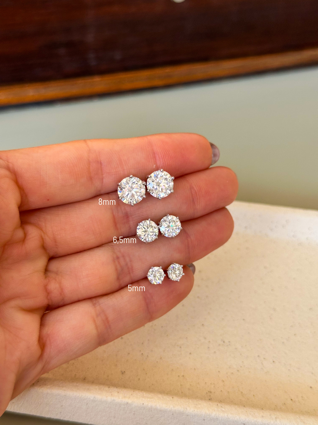 Brinco Esme Moissanite 5mm Prata 925