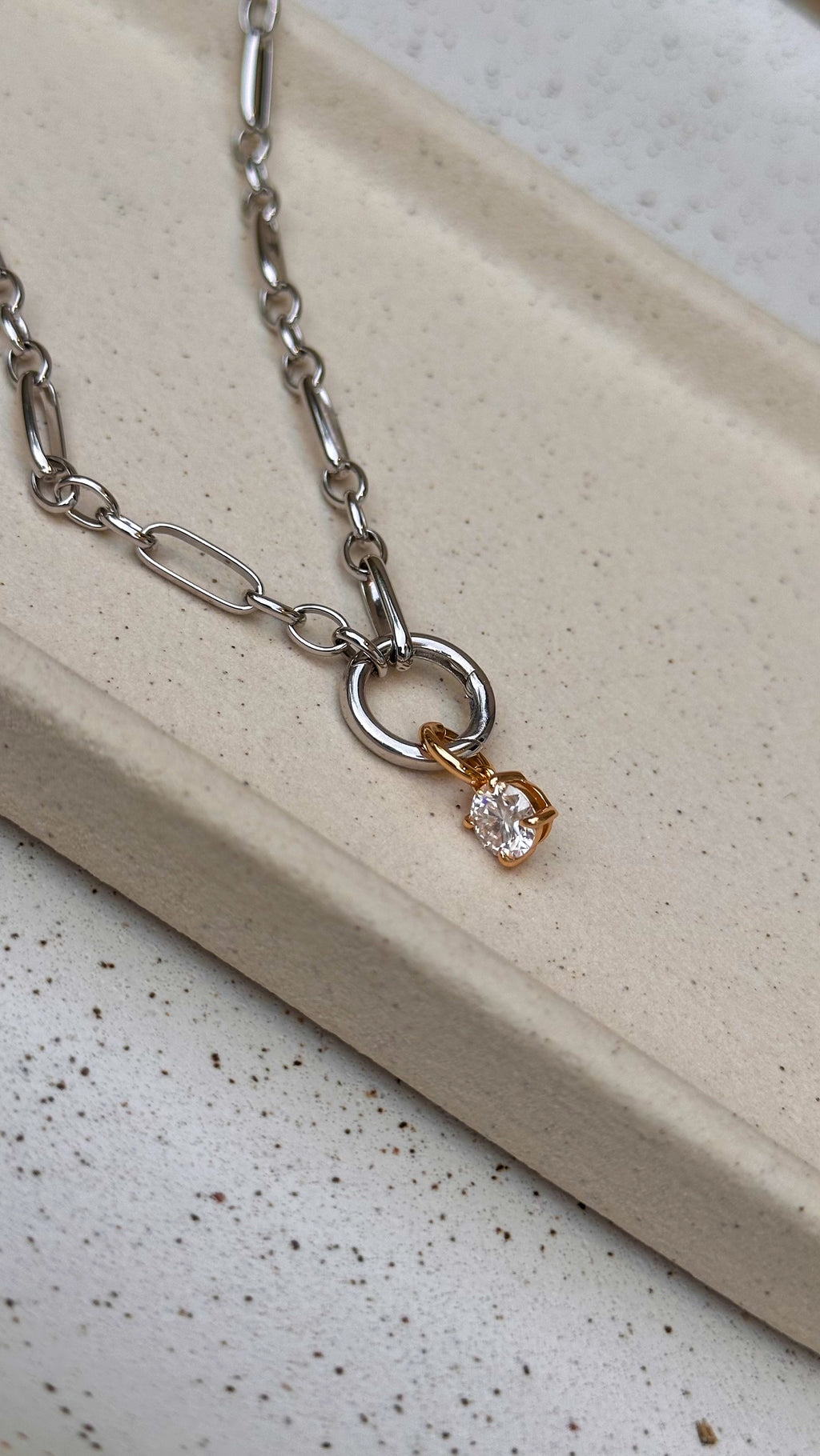 Colar Elos Groumet Moissanite Prata 925