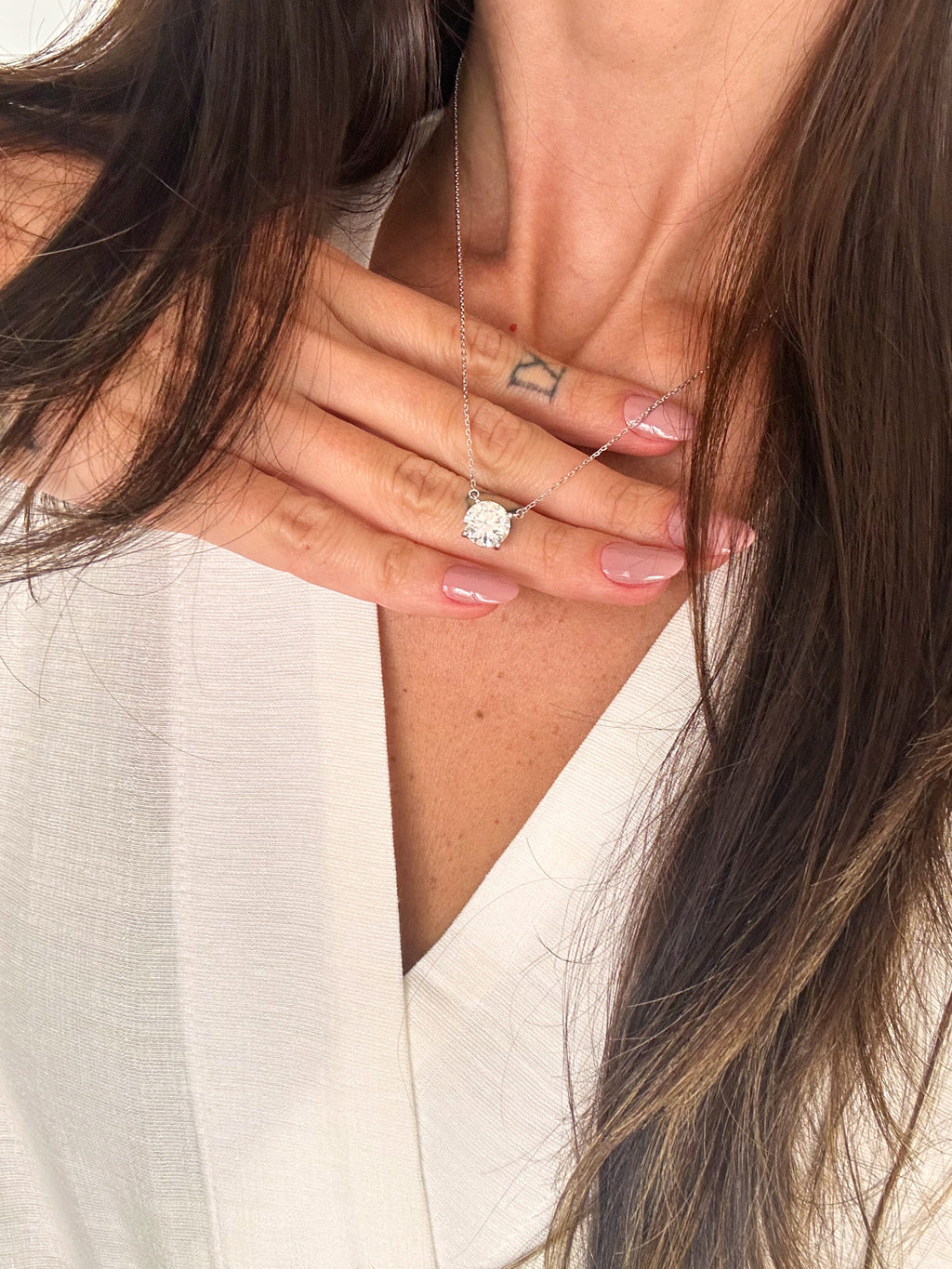 Colar Esme Moissanite 8mm Prata 925