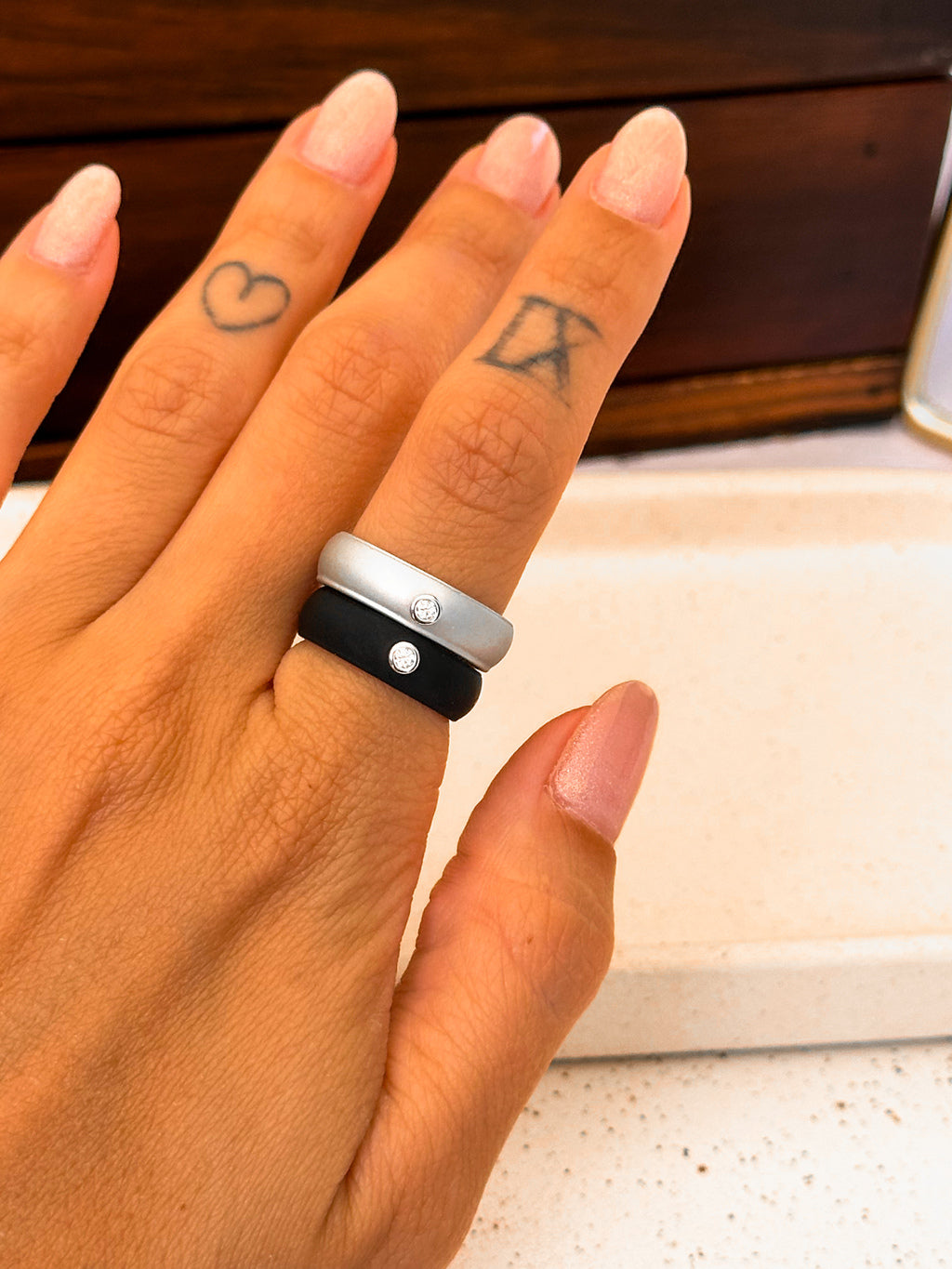 Anel Silicone Black Moissanite Prata 925