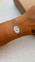 Pulseira Medalha Milagrosa Moissanite Prata 925