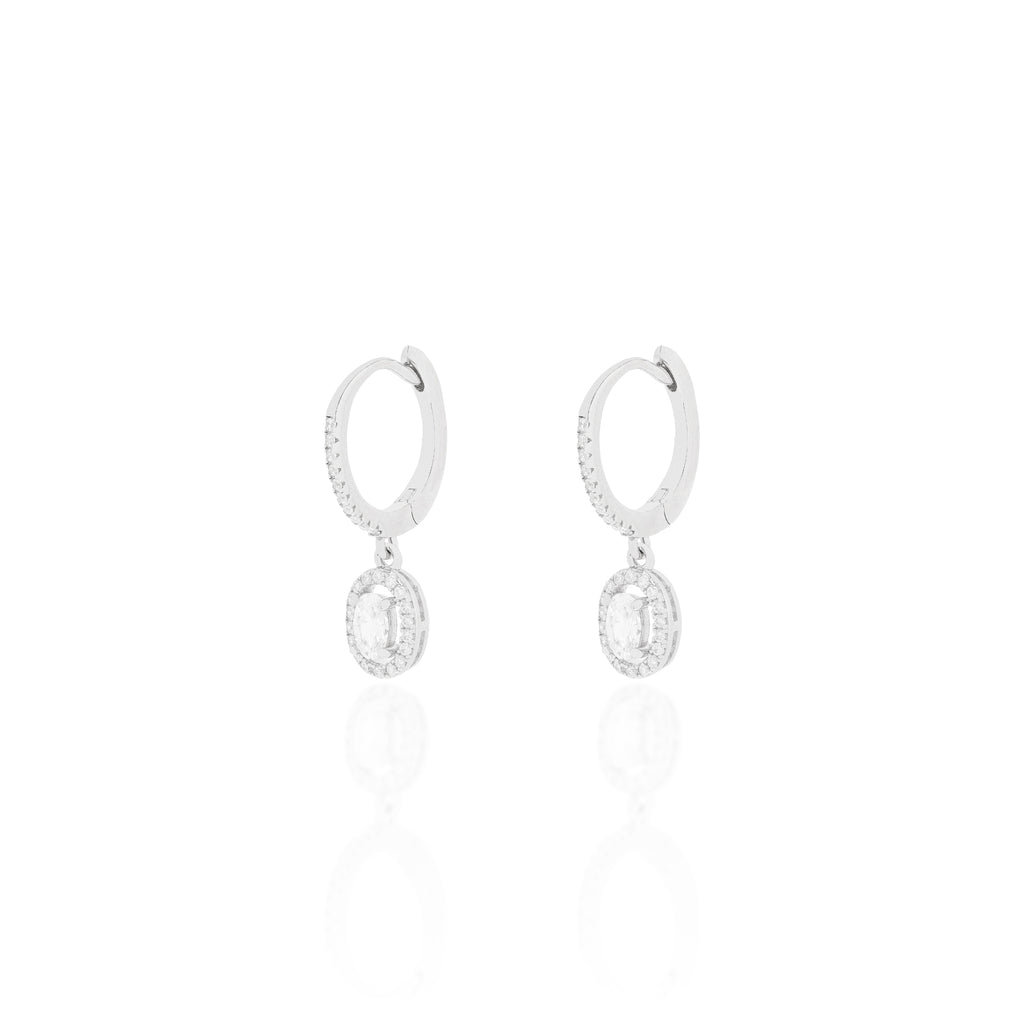 Brinco Argola Mary Prata 925 pingente oval zircônia — Rubiê Joias