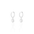 Brinco Argola Mary Prata 925 pingente oval zircônia — Rubiê Joias