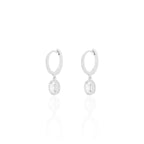 Brinco Argola Mary Prata 925 pingente oval zircônia — Rubiê Joias