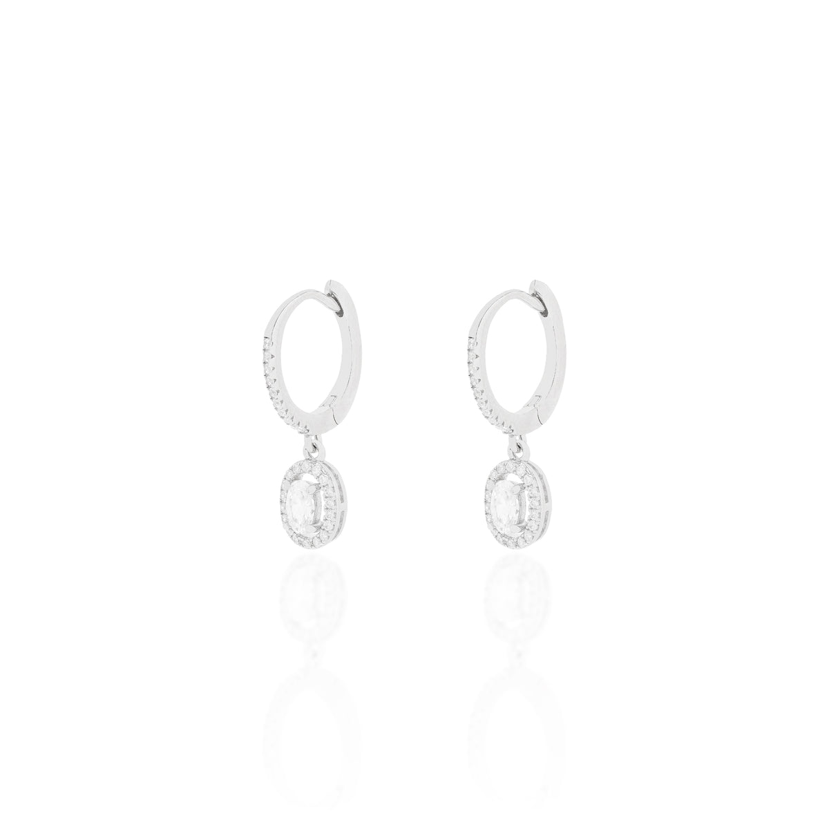 Brinco Argola Mary Prata 925 pingente oval zircônia — Rubiê Joias