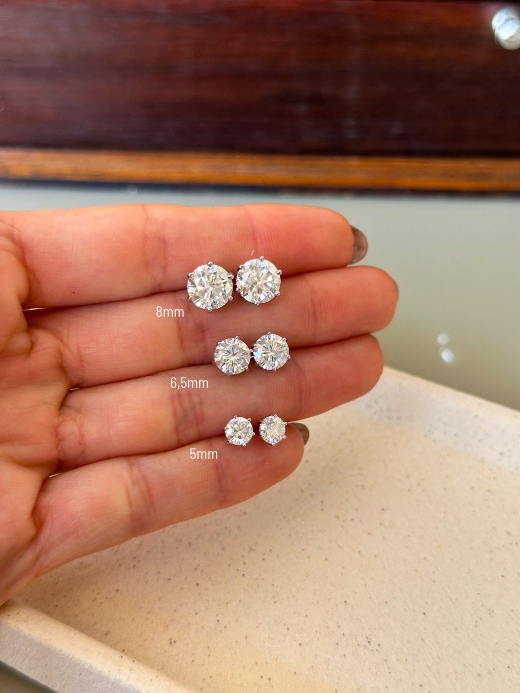Brinco Esme Moissanite 8mm Prata 925