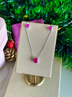 Colar Clair Safira Pink Prata 925
