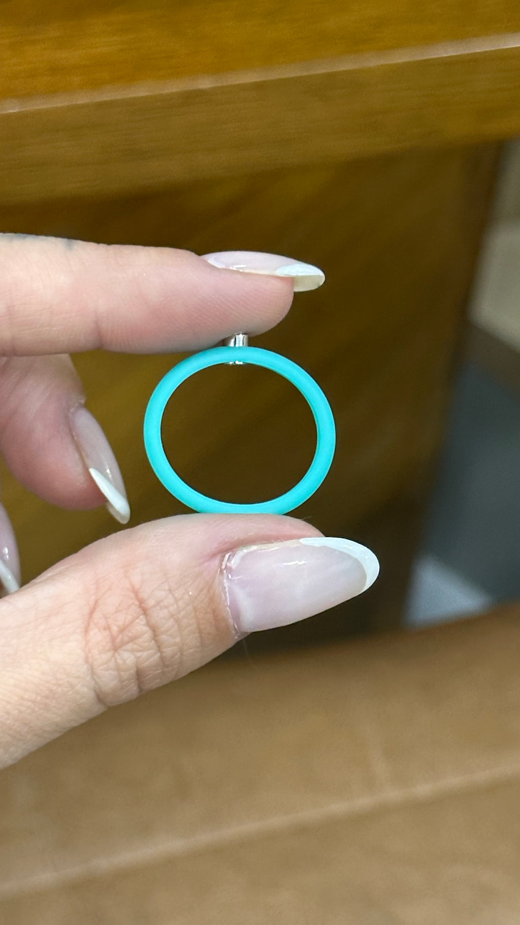 Anel Silicone Azul Turquesa Moissanite Prata 925