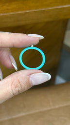 Anel Silicone Azul Turquesa Moissanite Prata 925