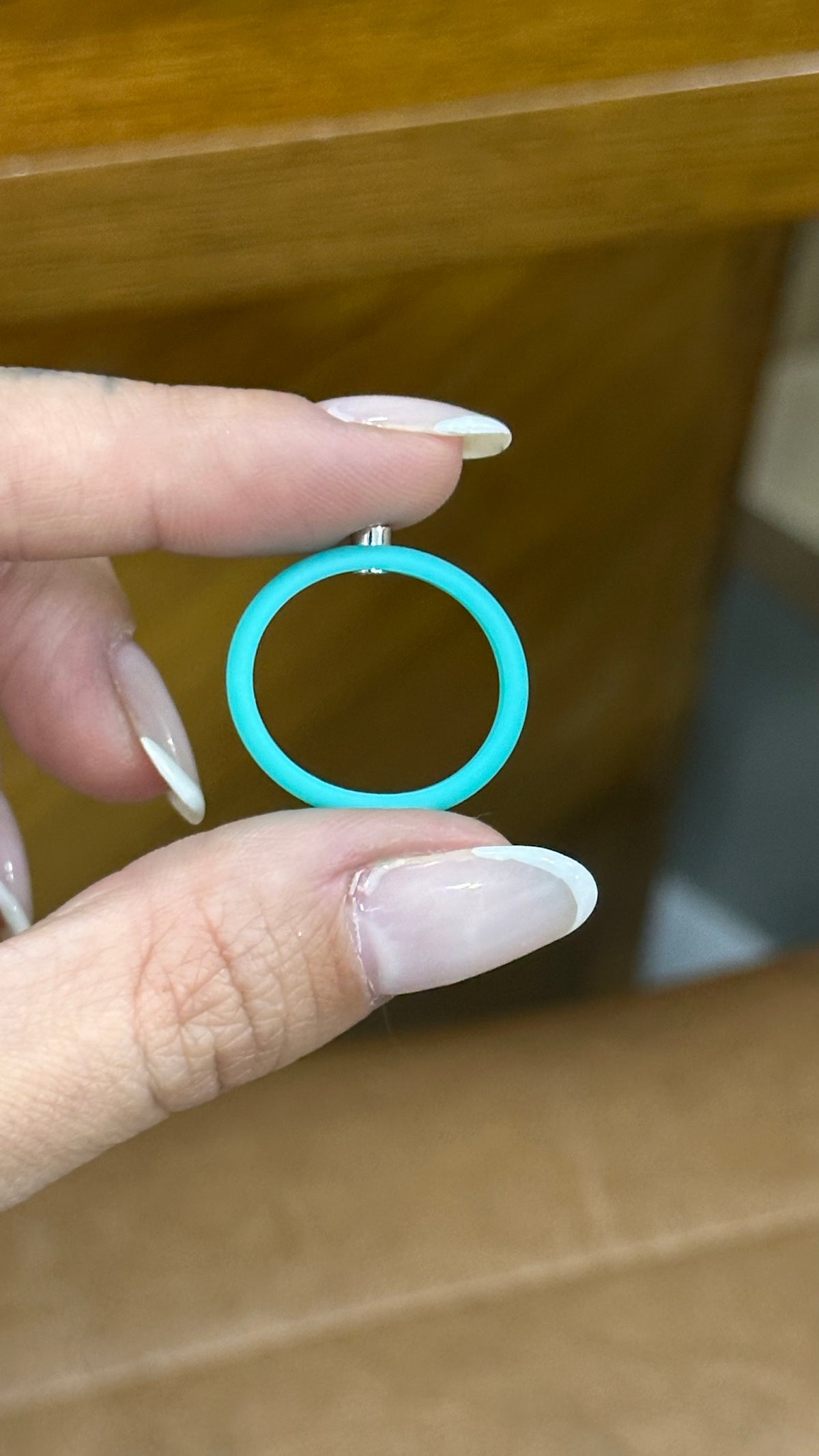 Anel Silicone Azul Turquesa Moissanite Prata 925