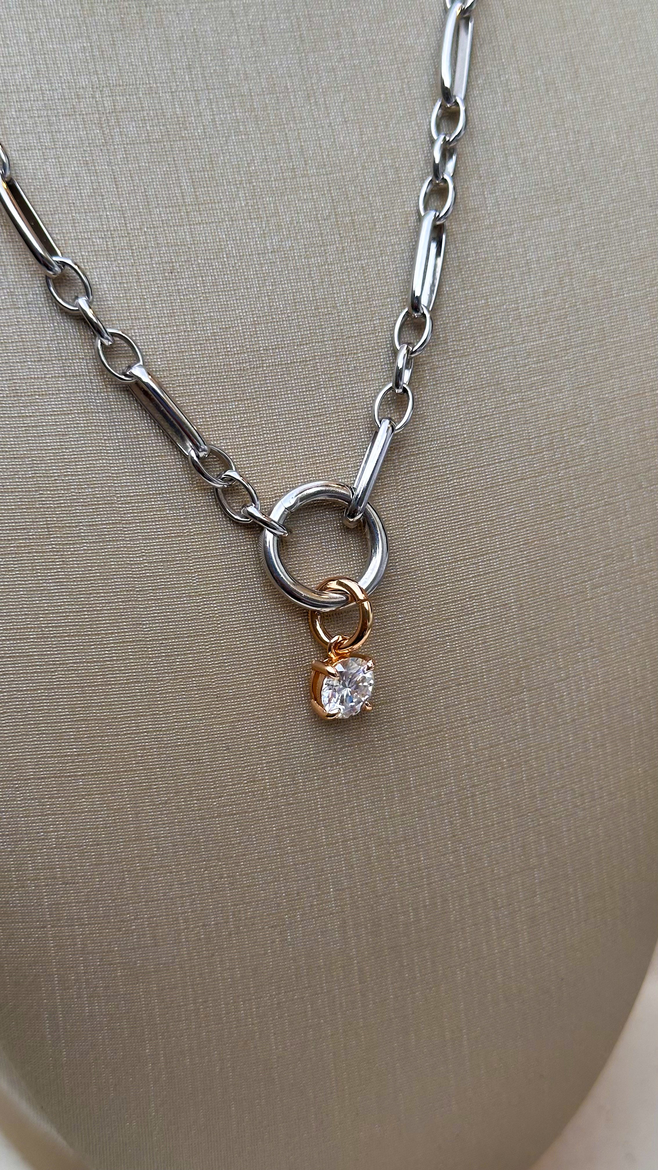 Colar Elos Groumet Moissanite Prata 925