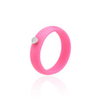 Anel Silicone Pink Moissanite Prata 925