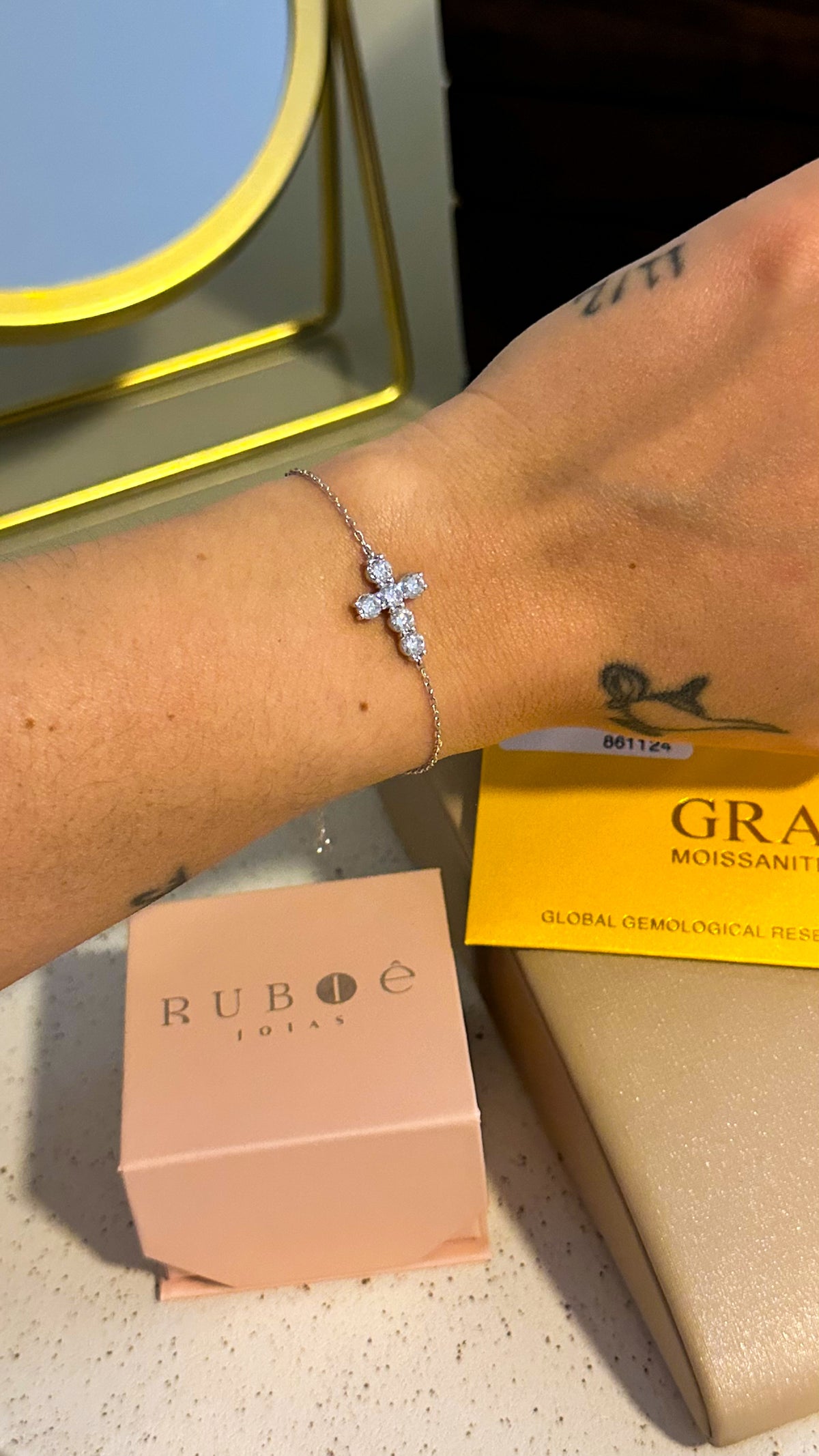 Pulseira Cruz Moissanite Prata 925
