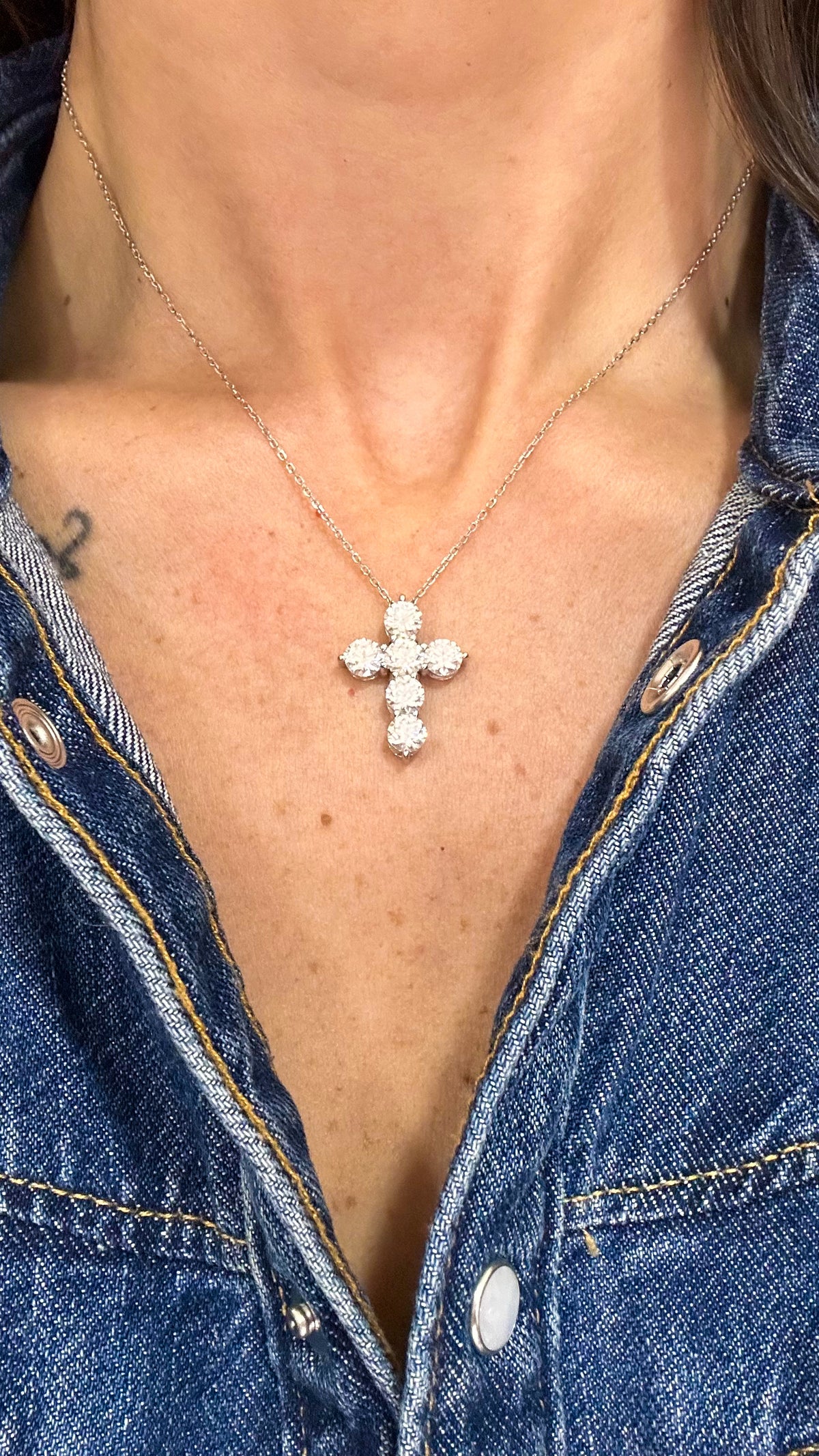 Colar Cruz Moissanite Prata 925
