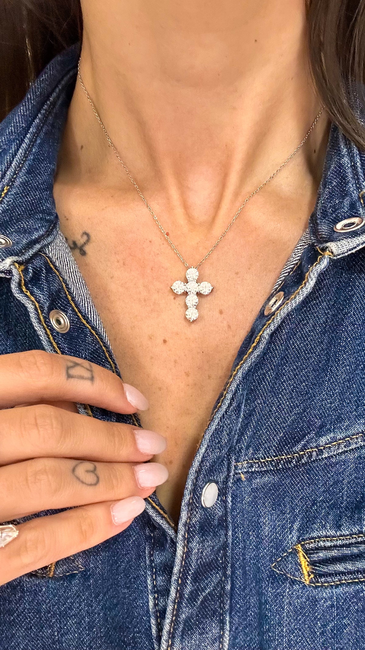 Colar Cruz Moissanite Prata 925