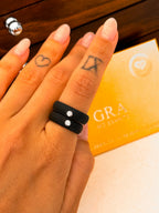 Anel Silicone Black Moissanite Prata 925