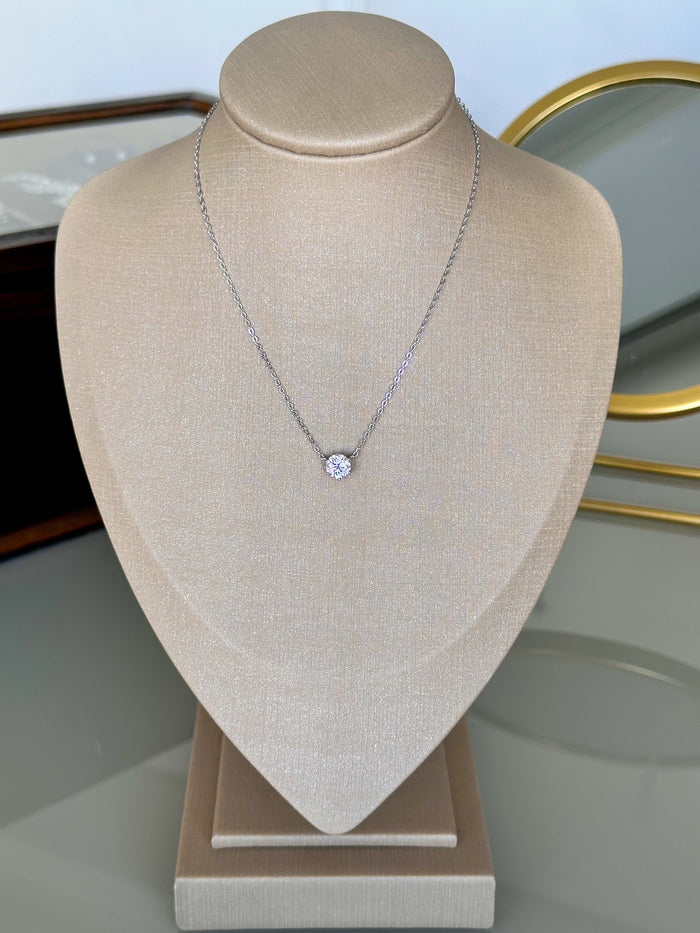 Colar Esme Moissanite 6,5mm Prata 925