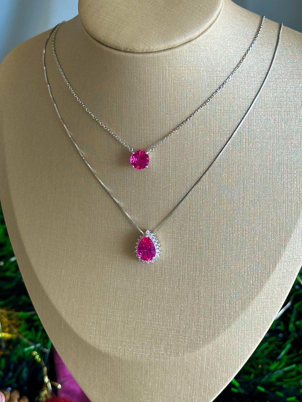Colar Clair Safira Pink Prata 925
