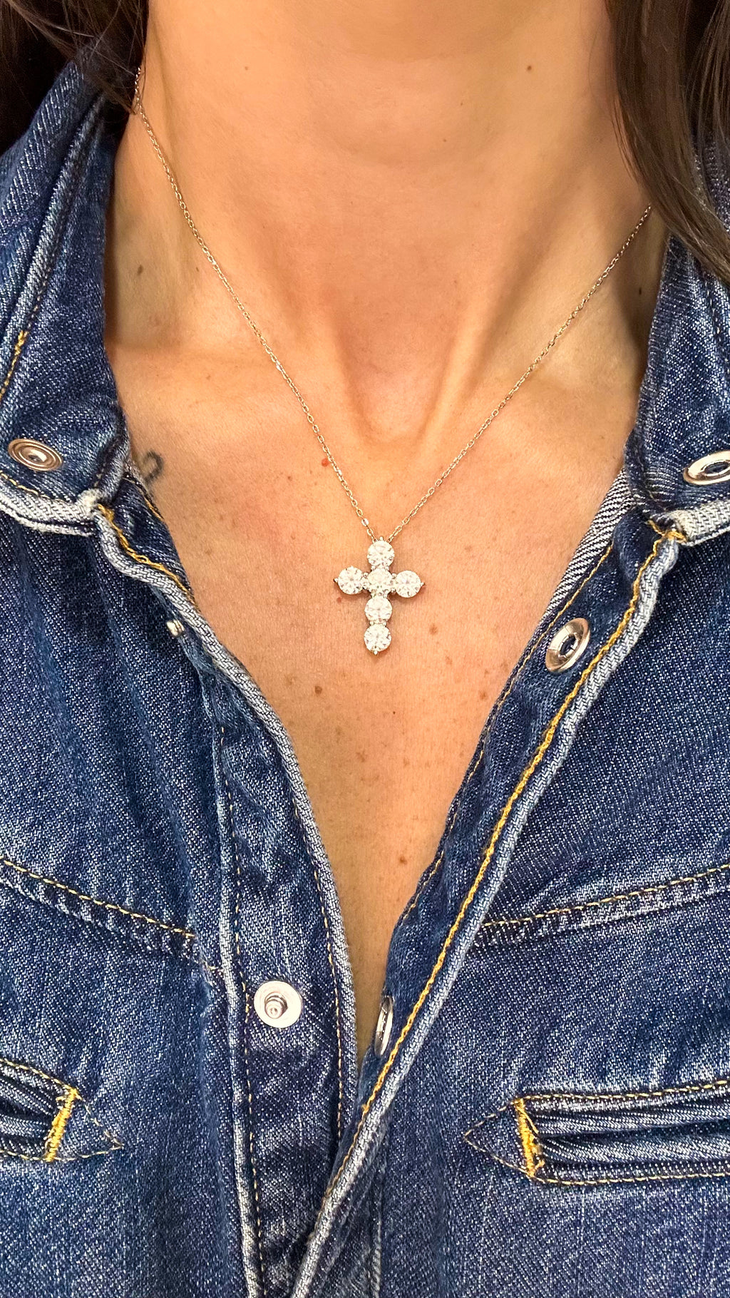 Colar Cruz Moissanite Prata 925