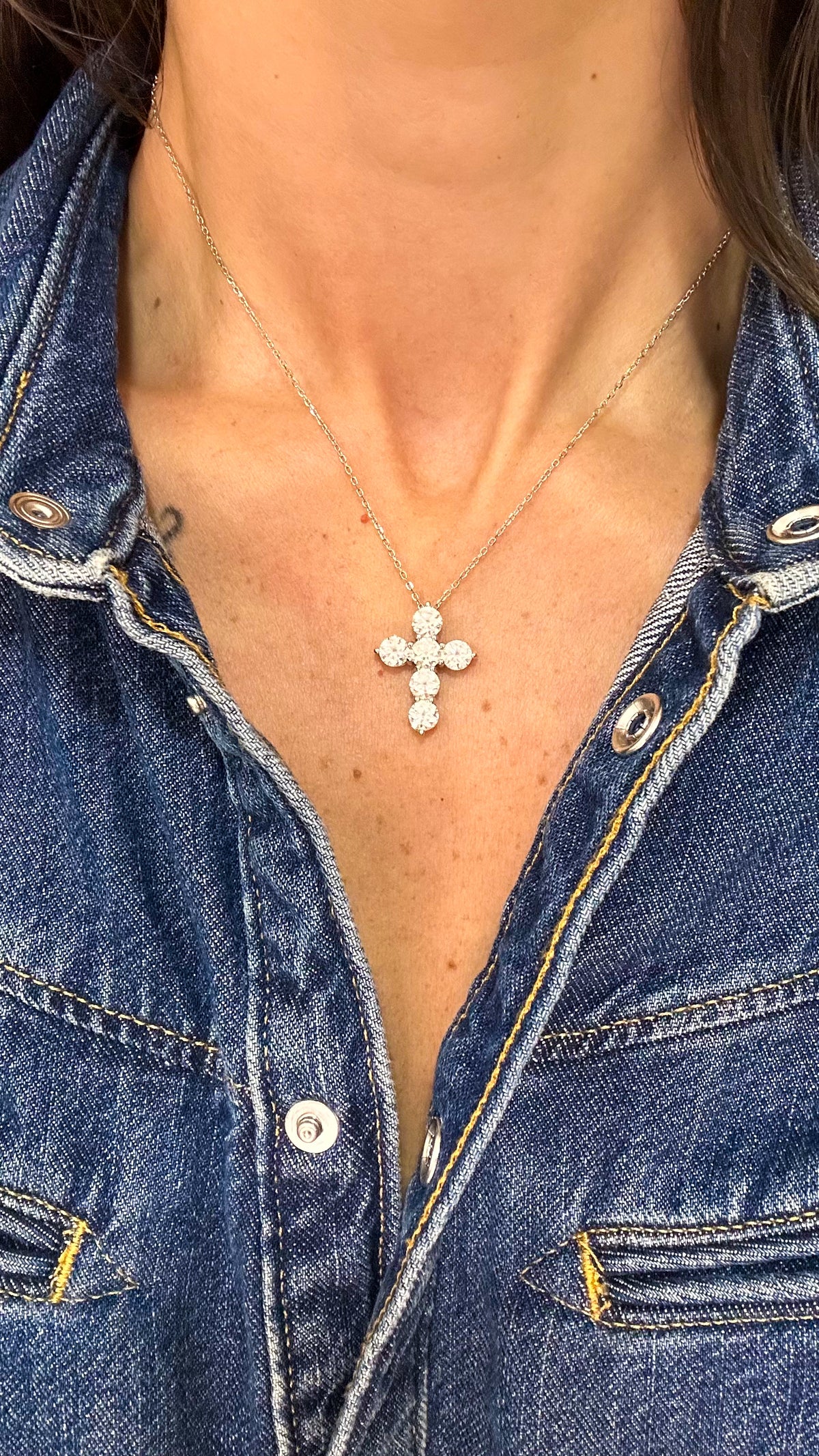 Colar Cruz Moissanite Prata 925