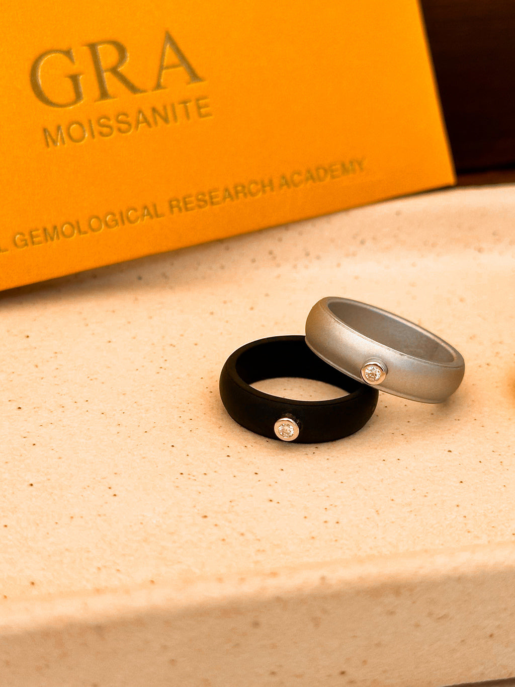 Anel Silicone Black Moissanite Prata 925