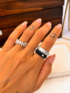 Anel Silicone Black Moissanite Prata 925