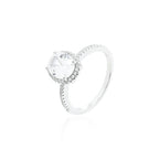 Anel Heather Zircônia Cristal Prata 925 efeito halo — Rubiê Joias