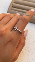 Anel Cruz Moissanite Prata 925