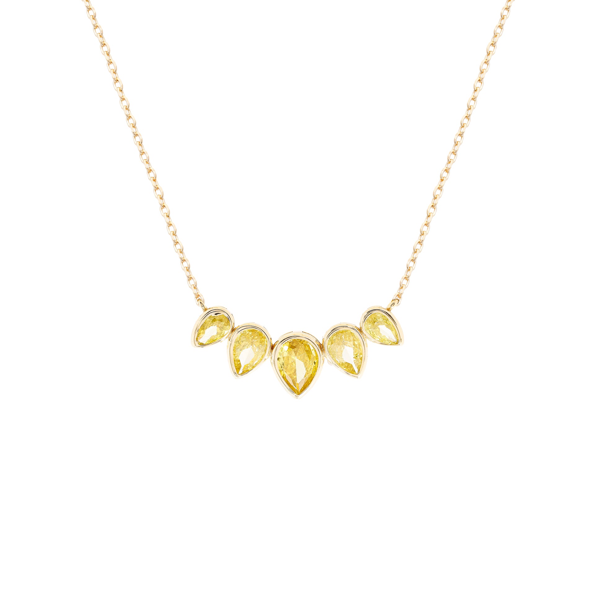 Colar Drops Yellow Fancy Prata 925