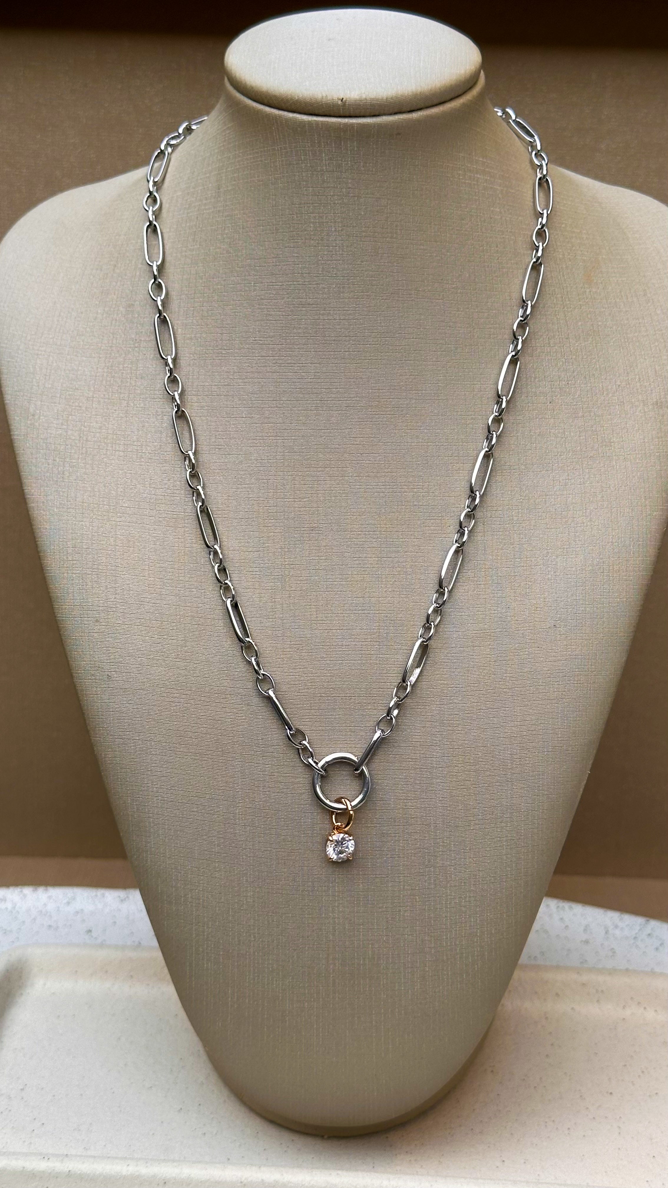 Colar Elos Groumet Moissanite Prata 925