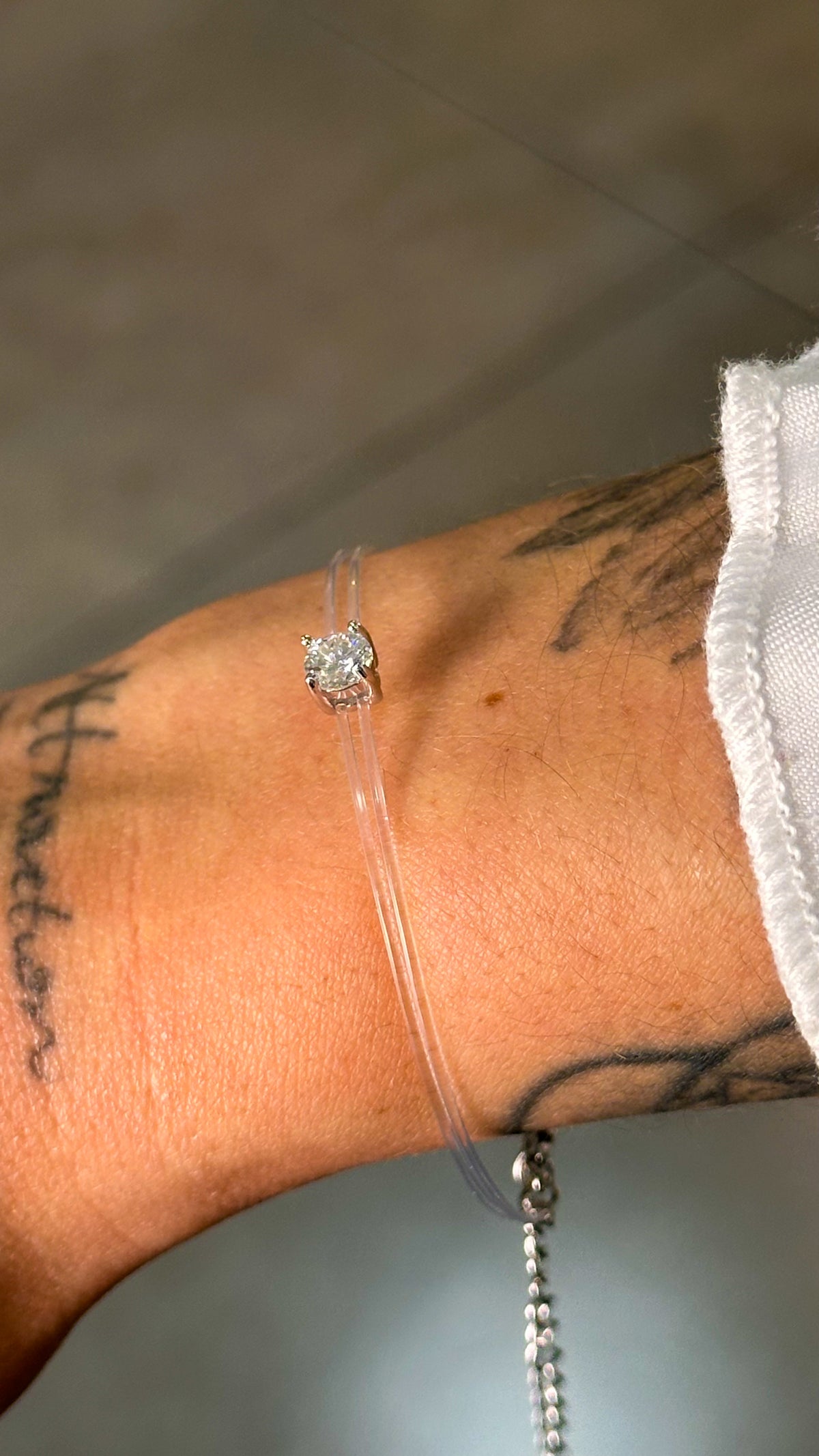 Pulseira Fio de Nylon 0,5ct Moissanite Prata 925