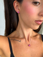 Colar Clair Safira Pink Prata 925