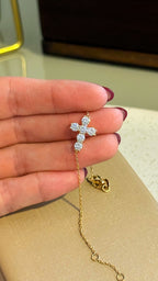 Pulseira Cruz Moissanite Prata 925