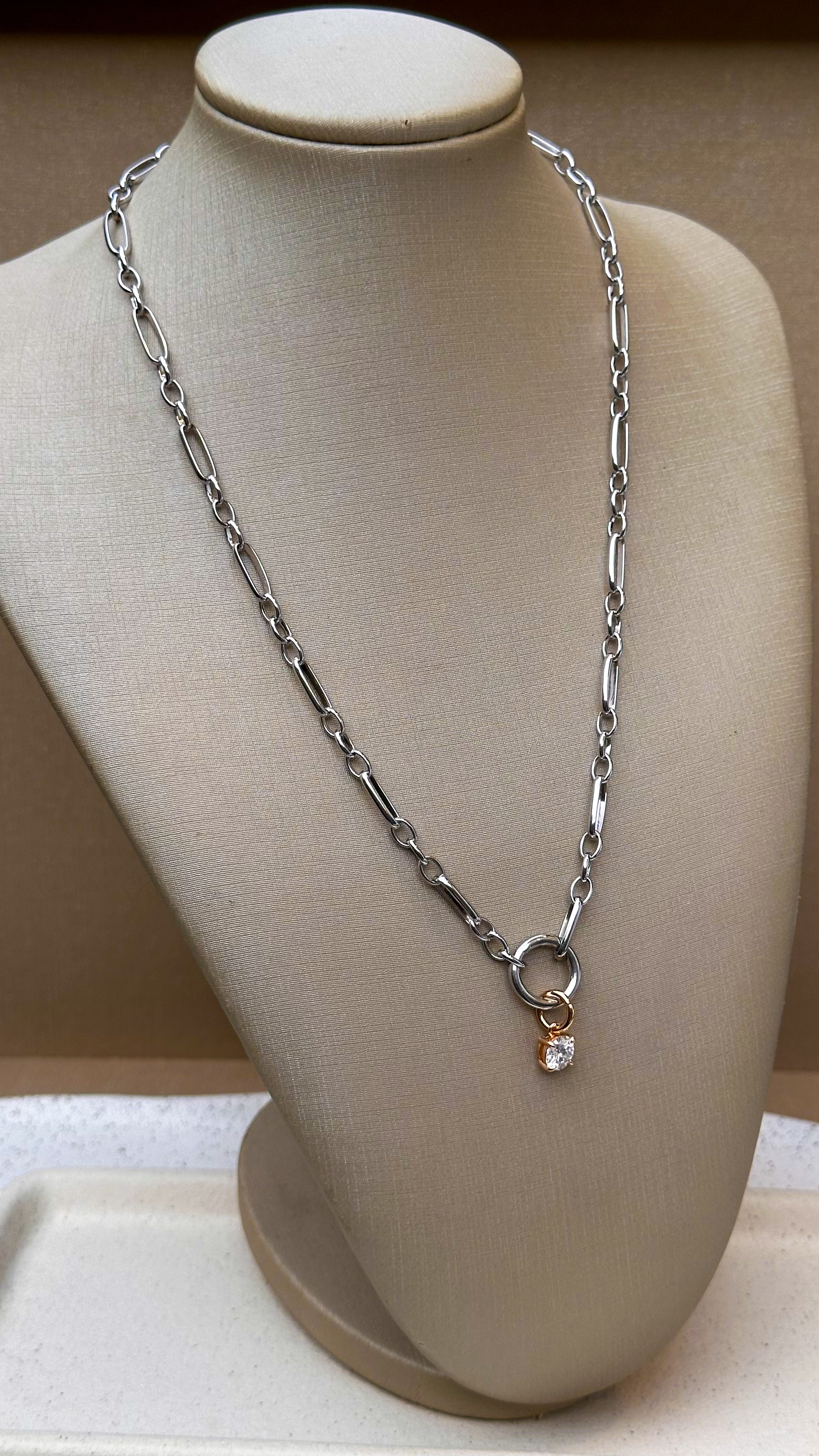 Colar Elos Groumet Moissanite Prata 925