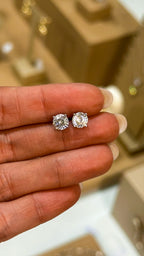 Brinco Portuguese Cut 6mm Moissanite Prata 925