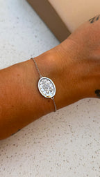 Pulseira Medalha Milagrosa Moissanite Prata 925