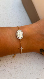 Pulseira Medalha Cruz Moissanite Prata 925