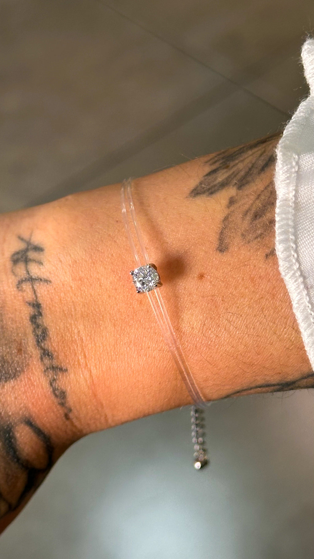 Pulseira Fio de Nylon 0,5ct Moissanite Prata 925