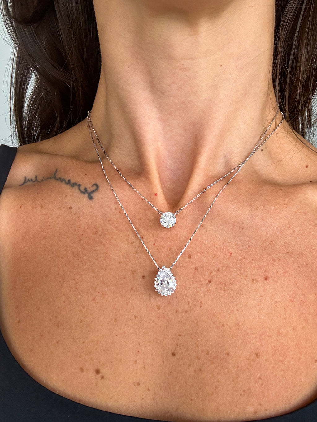 Colar Clair Zircônia Cristal 8mm Prata 925