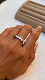 Anel Meia Aliança 4mm Moissanite Prata 925