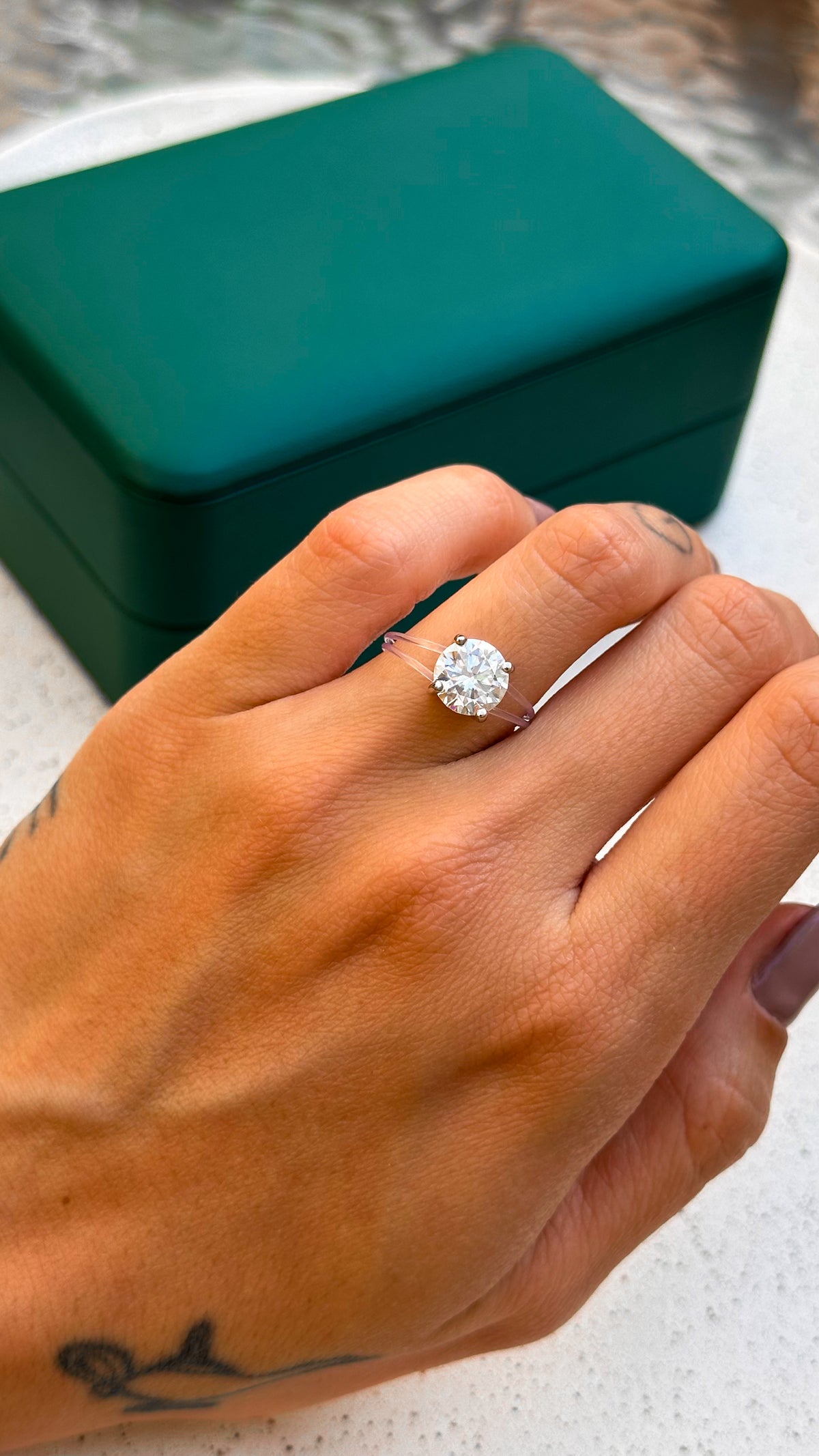 Anel Solitário Nylon 2ct Moissanite Prata 925