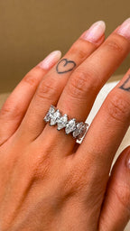 Anel Navete Moissanite Prata 925