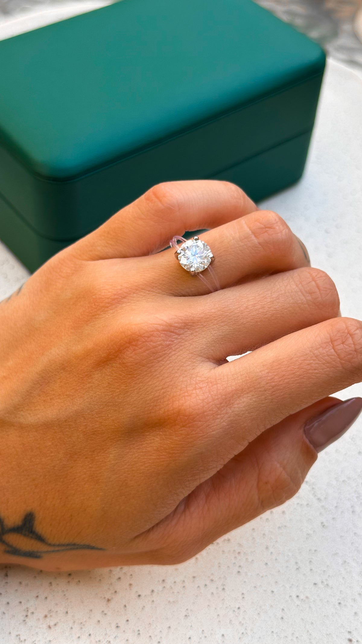 Anel Solitário Nylon 2ct Moissanite Prata 925