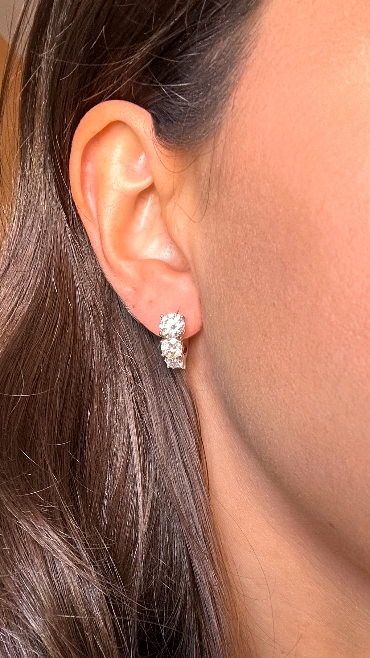Brinco Argola Decrescente Moissanite Prata 925