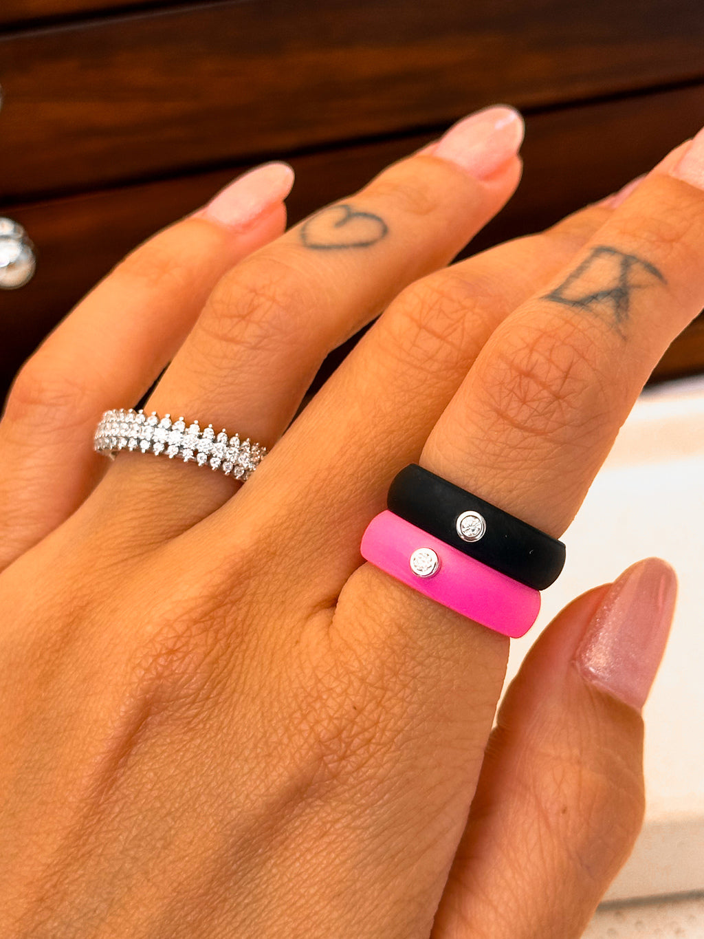 Anel Silicone Black Moissanite Prata 925
