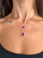 Colar Clair Safira Pink Prata 925