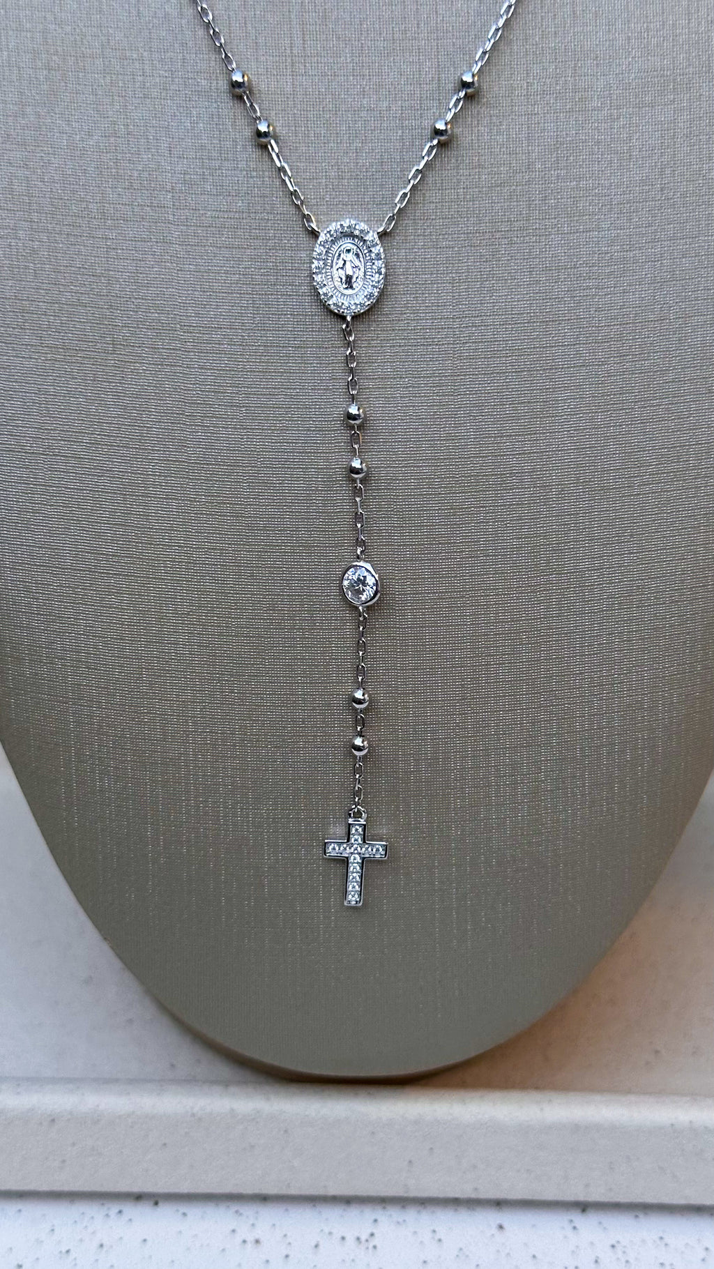 Colar Terço Moissanite Prata 925