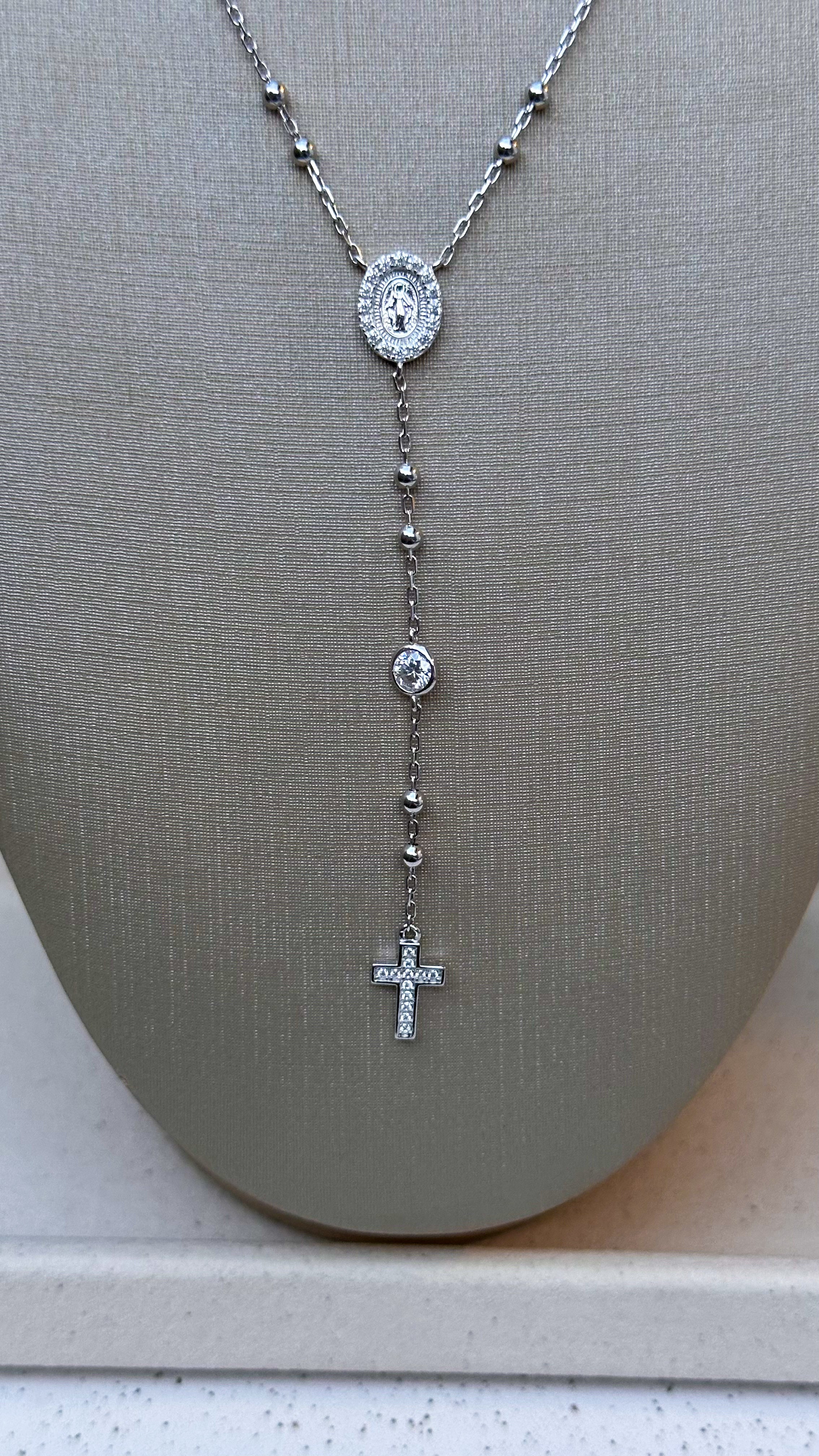 Colar Terço Moissanite Prata 925